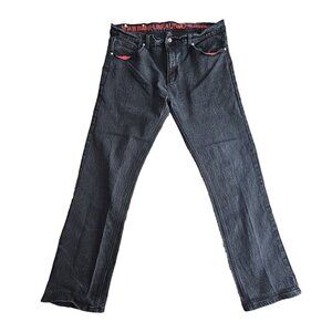 Linea Uomo Jeans Men's Size W40xL36 Black Relaxed Straight Fit Stretch Grunge